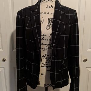 Black & White Plaid Striped Blazer